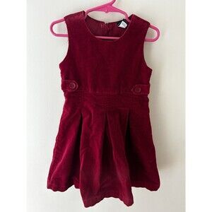 Baby Gap Y2K Girls Pleated Dress 3T Red Velvet Holiday Christmas Button Details